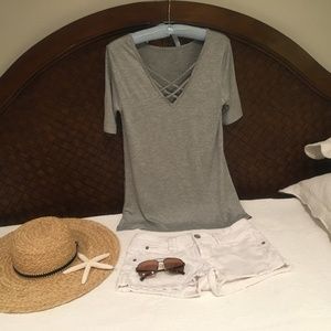 NEVER WORN Grey Crop Sleeve Tunic
